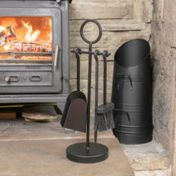 Jvl Alderley 3 Piece Fireplace Companion Set Fire Tools Stand Black - thumbnail 9
