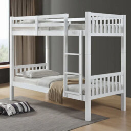 Reinforced Beds, 3Ft Kelling Bunk Bed, Painted White, Wooden Bunk Bed, Rubberwood, Solid Wooden Slats - thumbnail 1