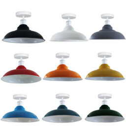 Vintage Flush Mount Ceiling Ligh E27 Holder With 32Cm Red Ceiling Lampshade Easy Fit Metal Semi Flush Lighting - thumbnail 5