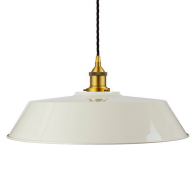 Clay White Large Chancery Painted Dome Pendant Light With Antique Gold Lamp Holder And Black Twisted Cable - Se Home - image 1
