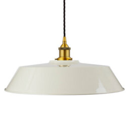 Clay White Large Chancery Painted Dome Pendant Light With Antique Gold Lamp Holder And Black Twisted Cable - Se Home - thumbnail 1