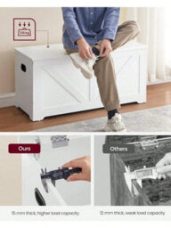LEDREM Storage Chest, Storage Bench, Blanket Box With 2 Safety Hinges, Shoe Storage Bench, Farmhouse Style - thumbnail 4