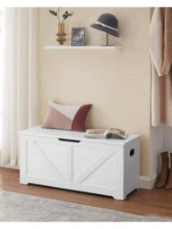 LEDREM Storage Chest, Storage Bench, Blanket Box With 2 Safety Hinges, Shoe Storage Bench, Farmhouse Style - thumbnail 6