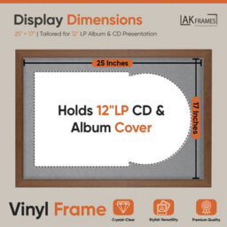 "AK Frames 25X17"" Walnut Modern Vinyl Record Frame With Mid Grey Mount For 12 Inch Lp Cover & Disc - Overlapped Design" - thumbnail 2