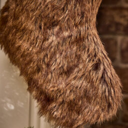 Dibor Set Of 2 Traditional Beresford Light Brown & Dark Brown Faux Fur Xmas Gift Decoration Christmas Stocking For Kids - thumbnail 5