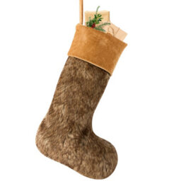Dibor Set Of 2 Traditional Beresford Light Brown & Dark Brown Faux Fur Xmas Gift Decoration Christmas Stocking For Kids - thumbnail 2