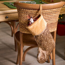 Dibor Set Of 2 Traditional Beresford Light Brown & Dark Brown Faux Fur Xmas Gift Decoration Christmas Stocking For Kids - thumbnail 3