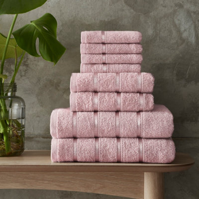 Smart Living Luxury 100% Cotton 8 Piece Super Soft Bathroom Towel Bale Set - Pink - image 1