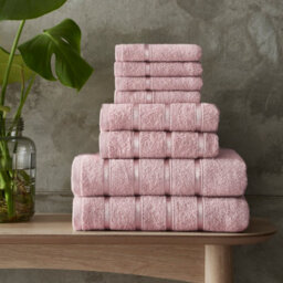 Smart Living Luxury 100% Cotton 8 Piece Super Soft Bathroom Towel Bale Set - Pink - thumbnail 1