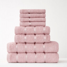 Smart Living Luxury 100% Cotton 8 Piece Super Soft Bathroom Towel Bale Set - Pink - thumbnail 7