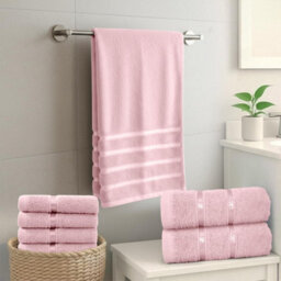 Smart Living Luxury 100% Cotton 8 Piece Super Soft Bathroom Towel Bale Set - Pink - thumbnail 2