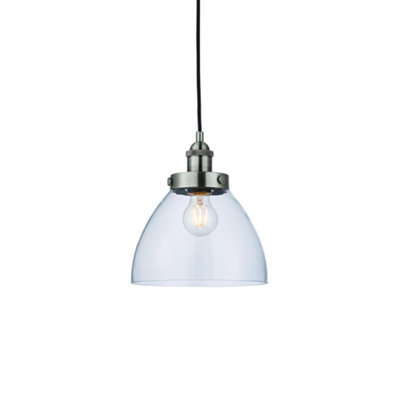 Luminosa Lighting Luminosa Hansen Dome Pendant Light Brushed Silver Paint, Clear Glass - image 1