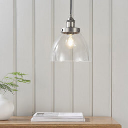 Luminosa Lighting Luminosa Hansen Dome Pendant Light Brushed Silver Paint, Clear Glass - thumbnail 2