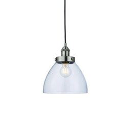 Luminosa Lighting Luminosa Hansen Dome Pendant Light Brushed Silver Paint, Clear Glass - thumbnail 1