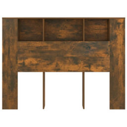 Berkfield Headboard Cabinet Smoked Oak 140X18.5X104.5 Cm - thumbnail 3