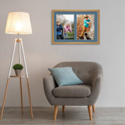 AK Frames 20X14 Oak Sleek Multi Photo Frame With Pompadour Mount - Holds 2 Apertures (2X) A4 Photos - thumbnail 3