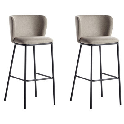Beliani Set Of 2 Bar Chairs Mina Taupe - image 1