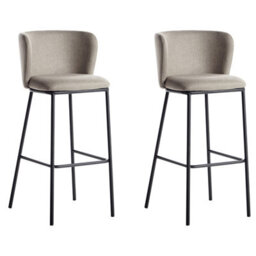 Beliani Set Of 2 Bar Chairs Mina Taupe - thumbnail 1