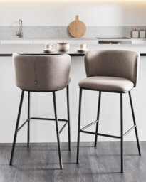 Beliani Set Of 2 Bar Chairs Mina Taupe - thumbnail 2