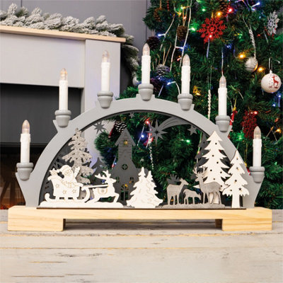 Netagon St Helens Home And Garden Battery Powered Wooden Festive Candle Bridge - image 1