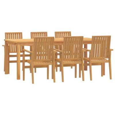 Berkfield Sturdy 7 Piece Garden Dining Set Solid Wood Teak