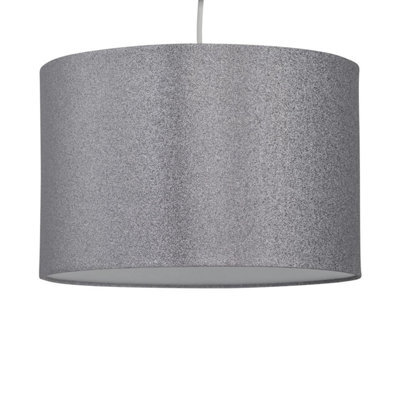 First Choice Lighting Silvery Grey Glitter 25Cm Pendant Lightshade - image 1