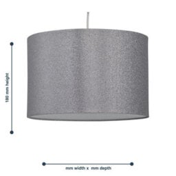 First Choice Lighting Silvery Grey Glitter 25Cm Pendant Lightshade - thumbnail 7