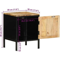 Bedside Cabinet Table Bedroom Mango Wood Storage - thumbnail 2