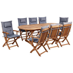 Beliani Maui Ii 8 Seater Garden Dining Set Graphite Grey Acacia Wood With Cushions