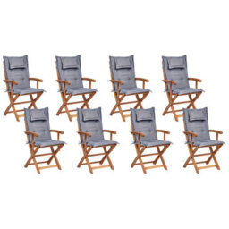 Beliani Maui Ii 8 Seater Garden Dining Set Graphite Grey Acacia Wood With Cushions - thumbnail 4