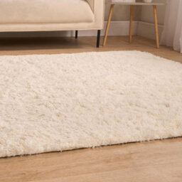 OHS Fluffy Rug Anti-Slip Plain Shaggy Floor Mat, Cream - 160 X 230Cm - thumbnail 4