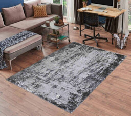 Serenity Modern Abstract Abrasion Contemporary Area Rugs Black 80X150 Cm - thumbnail 1