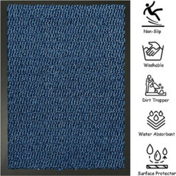 Kav Door Mat Dirt Trapper - Durable Indoor And Outdoor Non-Slip Rug - Super Absorbent- Home, Office(Blue / Black, 120Cm X 180Cm) - thumbnail 3