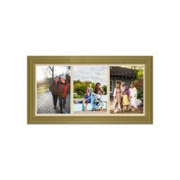 AK Frames 16X8 Gold Classic Multi Photo Frame With Ivory Mount - Holds 3 Apertures (3X) 7X5 Photos - thumbnail 1