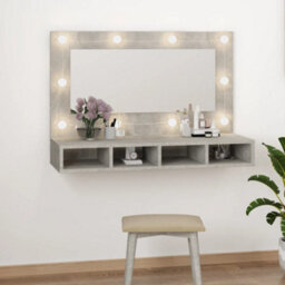 Berkfield Mirror Cabinet With Led Concrete Grey 90X31.5X62 Cm - thumbnail 2