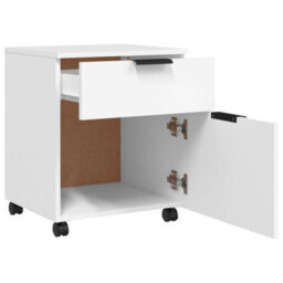 Berkfield Mobile File Cabinet With Wheels White 45X38X54 Cm Engineered Wood - thumbnail 4