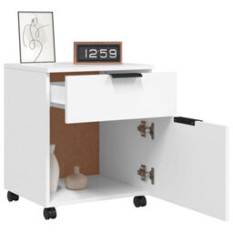 Berkfield Mobile File Cabinet With Wheels White 45X38X54 Cm Engineered Wood - thumbnail 8