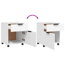 Berkfield Mobile File Cabinet With Wheels White 45X38X54 Cm Engineered Wood - thumbnail 6