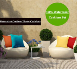 Crescent Waterproof 45X45Cm Pink Garden Cushion, Shredded Foam Filled Outdoor Garden Throw Pillow Pack Of 2 - thumbnail 3