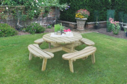Forest Garden Circular Wooden Garden Picnic Table
