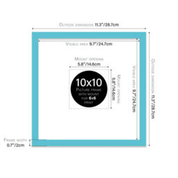 "10X10"" Turquoise Picture Frame - 10X10"" Square Frame With 6X6"" Mount For 10X10""/6X6"" Pictures Classic Style Photo Display, 1 Pack" - thumbnail 2