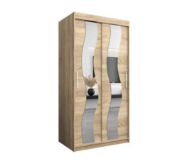 Arte Seville Sliding Door Wardrobe With Mirrored Doors And Spacious Shelves In Oak Sonoma (H)2000mm (W)1000mm (D)620mm - thumbnail 1