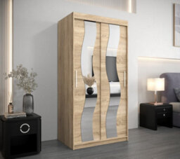 Arte Seville Sliding Door Wardrobe With Mirrored Doors And Spacious Shelves In Oak Sonoma (H)2000mm (W)1000mm (D)620mm - thumbnail 2