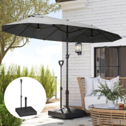 Outsunny Garden Parasol Base Parasol Stand, Sand/water Filled, Black - thumbnail 8