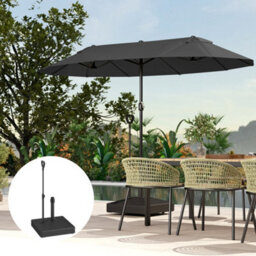 Outsunny Garden Parasol Base Parasol Stand, Sand/water Filled, Black - thumbnail 9
