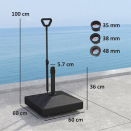 Outsunny Garden Parasol Base Parasol Stand, Sand/water Filled, Black - thumbnail 3