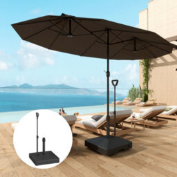 Outsunny Garden Parasol Base Parasol Stand, Sand/water Filled, Black - thumbnail 1