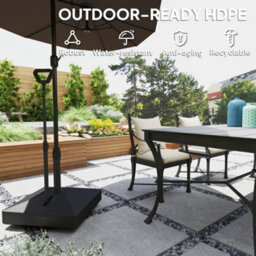 Outsunny Garden Parasol Base Parasol Stand, Sand/water Filled, Black - thumbnail 6