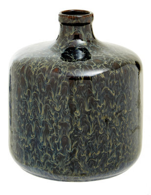 Orsina Blue Bottle Vase, Boho Chic Decorative Vase, Contemporary Stoneware Tall Vase, Large Dark Blue Vase Decor - image 1