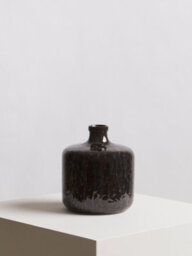 Orsina Blue Bottle Vase, Boho Chic Decorative Vase, Contemporary Stoneware Tall Vase, Large Dark Blue Vase Decor - thumbnail 5
